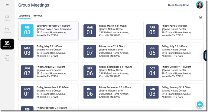 Group Meeting Calendar 