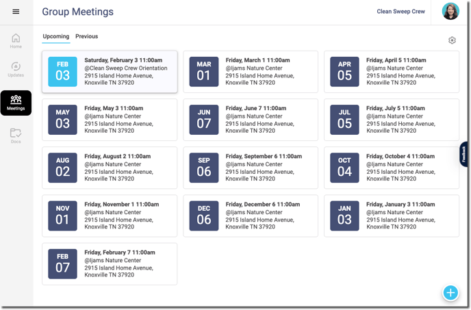 Meetings Tab